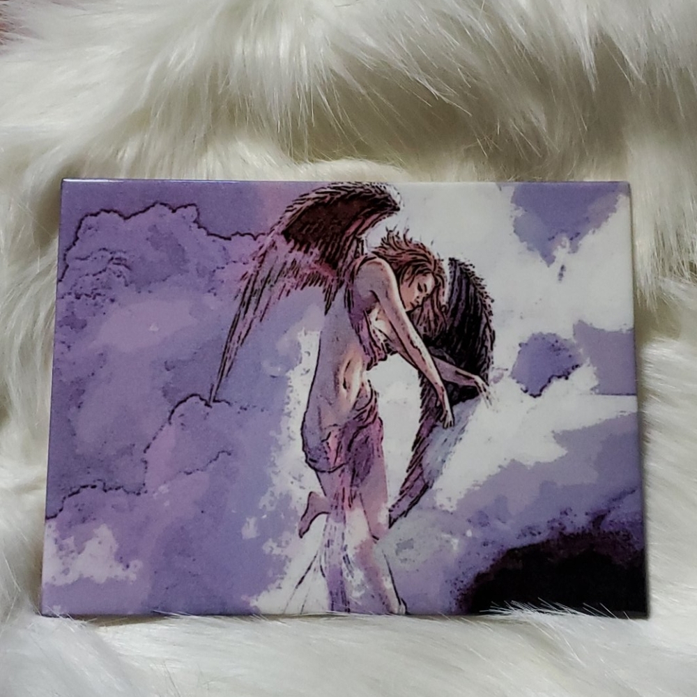 Unique laser imprinted tile - angel artwork